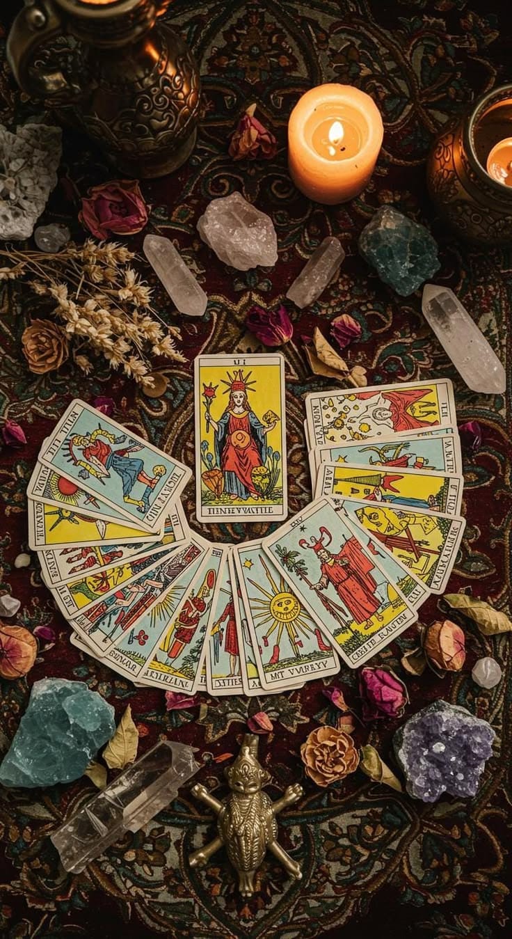 Lectura general expandida con cartas y velas